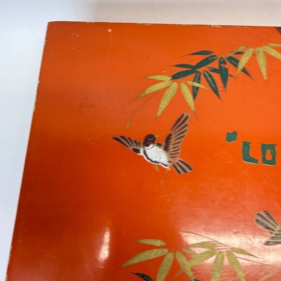 Japanese Lacquered Box and Comb Set Birds Bamboo Vintage‎ Hand Painted MCM - Picture 11 of 16